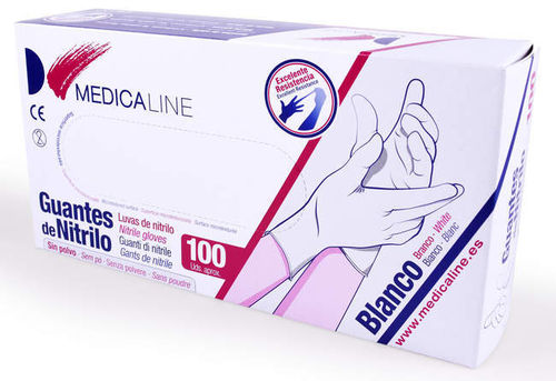 Guantes Nitrilo Blanco Medicaline (XS, S, M, L) 100U